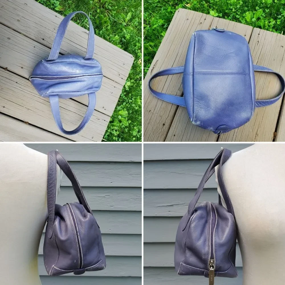 Vintage 90s y2k Hobo International Purple Leather Small Handbag‎